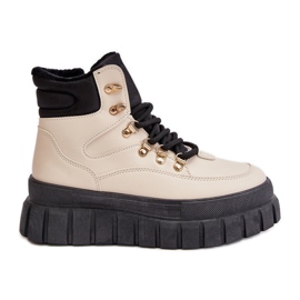 Stivaletti Trapper isolati da donna sulla piattaforma Beige Jelenia