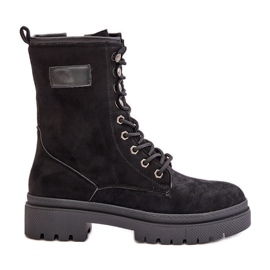 Stivali Worker Da Donna Con Cerniera Realizzati In Eco Camoscio Nero Savalann