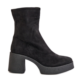 Stivali da donna con plateau e tacco massiccio S.Barski HY42-739 Nero