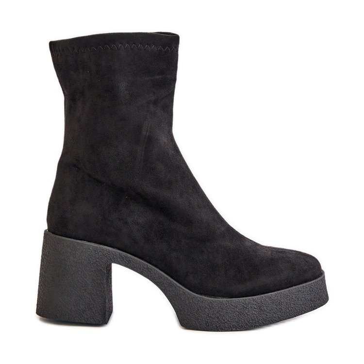 Stivali da donna con plateau e tacco massiccio S.Barski HY42-739 Nero