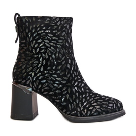 S.Barski Stivaletti In Pelle Scamosciata Con Goffratura Decorativa D&amp;A CR42-192 Nero