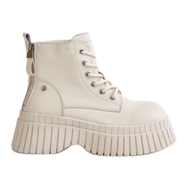 Stivaletti Trapper in pelle isolanti su suola massiccia GOE OO2N4127 Beige chiaro