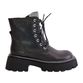 Stivali da lavoro da donna in pelle isolanti con zirconi GOE OO2N4125 Nero
