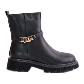 Stivali in pelle da donna con cinturino isolato GOE OO2N4150 Nero