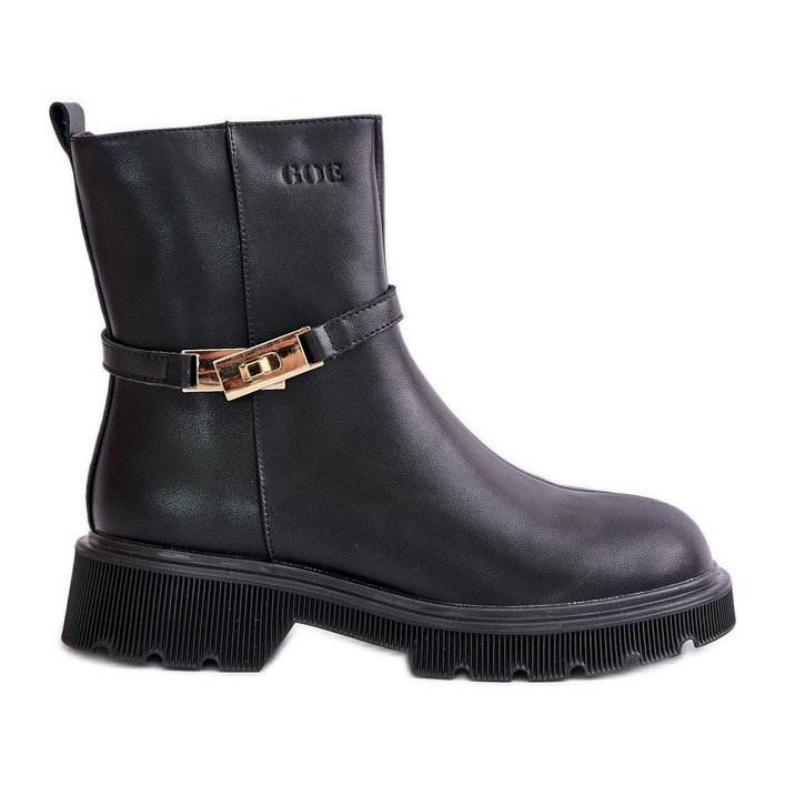 Stivali in pelle da donna con cinturino isolato GOE OO2N4150 Nero