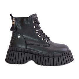 Stivaletti Trapper in pelle isolati su suola massiccia GOE OO2N4126 Nero