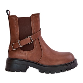 Stivaletti Chelsea isolati in pelle con cintura Sergio Leone TR719-S Marrone
