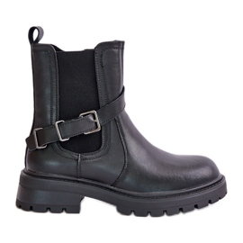 Stivaletti Chelsea isolati in pelle con cintura Sergio Leone TR719-S Nero