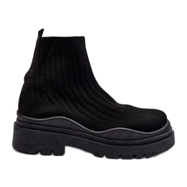 Marquiiz Stivali calzino slip-on neri da donna su una suola massiccia nero