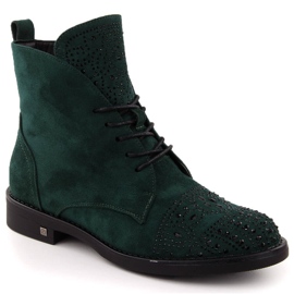 Stivaletti da donna con zirconi, verde Potocki SZ12178