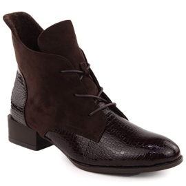 Stivaletti da donna in vernice marrone Potocki 12498