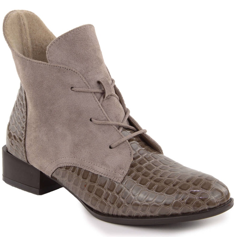 Stivaletti da donna in vernice, beige, Potocki 12498