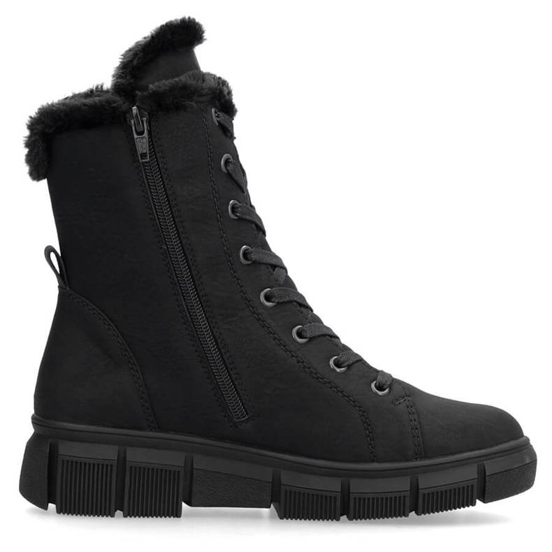 Stivali invernali da donna con pelliccia, neri Rieker X3402-00 nero