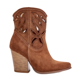 Lewski Shoes Stivali Da Cowboy In Pelle Scamosciata Con Motivo Traforato Lewski 3612 Marrone beige