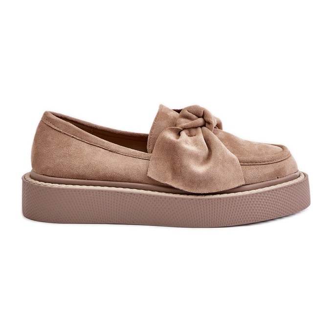 Mocassini Da Donna Su Plateau Con Fiocco, Naivine Beige