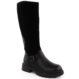 Stivali da donna Sergio Leone KZ708 in pelle nera nero