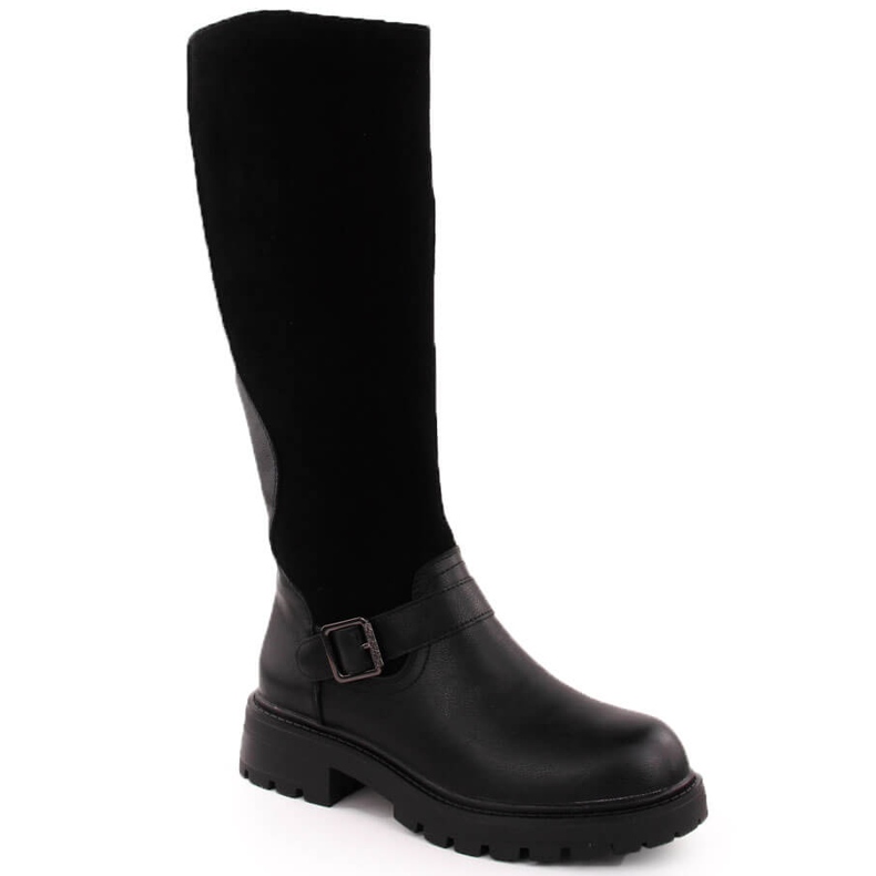 Stivali da donna Sergio Leone KZ708 in pelle nera nero