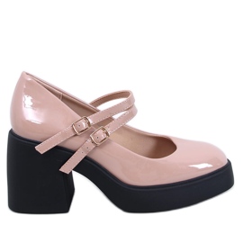 Décolleté Lorai Khaki con tacco largo beige