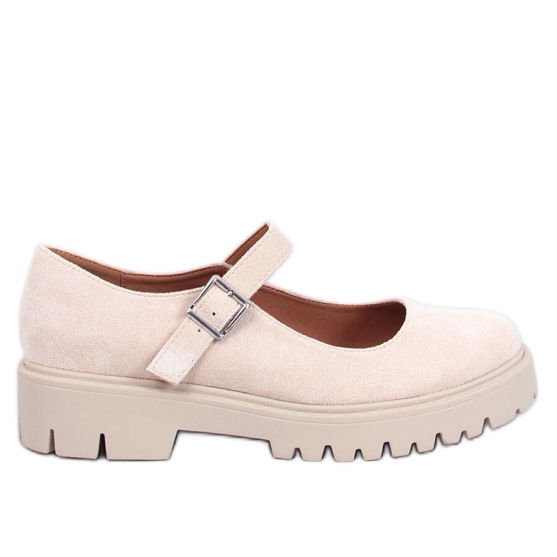 Holmess Ballerine beige con plateau e cinturino