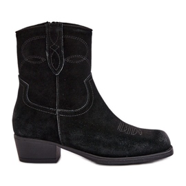 Stivali da cowboy con tacco basso da donna in pelle scamosciata caldi Sergio Leone BT284-S neri nero
