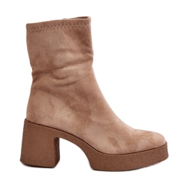 Stivali da donna con plateau e tacco massiccio S.Barski HY42-739 Beige