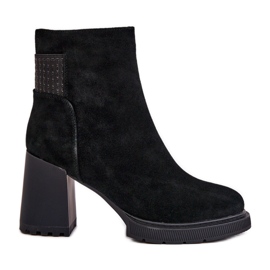 S.Barski Stivaletti con tacco alto isolati in pelle scamosciata D&amp;A CR42-106 Nero