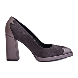 Décolleté con tacco alto in pelle scamosciata Laura Messi 2702 Grigia grigio