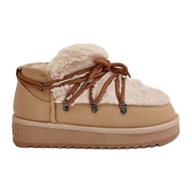Stivali da neve bassi con plateau e pelliccia D.Franklin DFSH370011 Beige