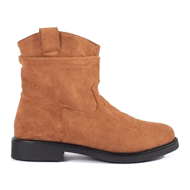 Stivali texani da donna in camoscio marrone