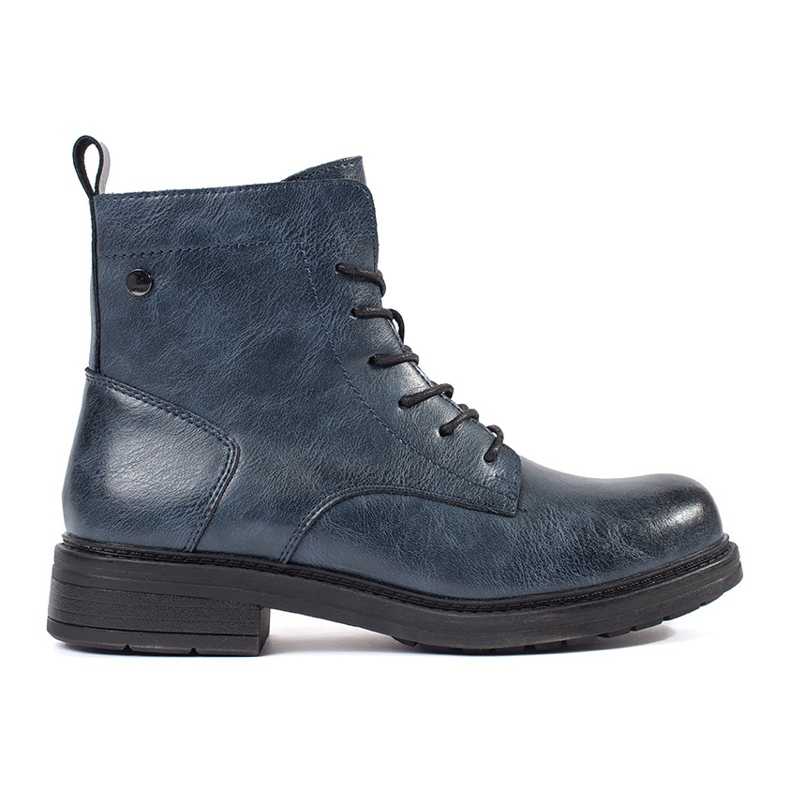 Stivaletti stringati da donna in pelle blu navy by Sergio Leone