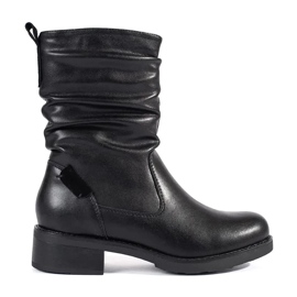 Stivaletti da donna con tacco basso in pelle nera di Sergio Leone nero