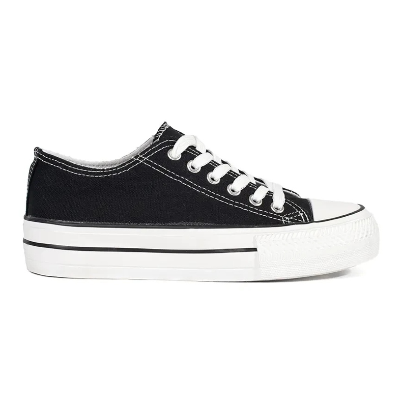 Seastar Sneakers classiche nere da donna allacciate con plateau nero