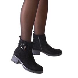 Stivaletti neri con inserto in metallo su tacco basso, eco-suede Nadiara nero