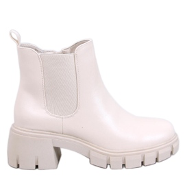 Stivaletti Chelsea con tacco largo in PU beige di Ledeck