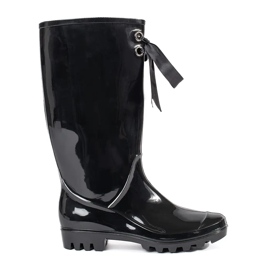 Goodin Stivali Wellington alti da donna in vernice nera nero