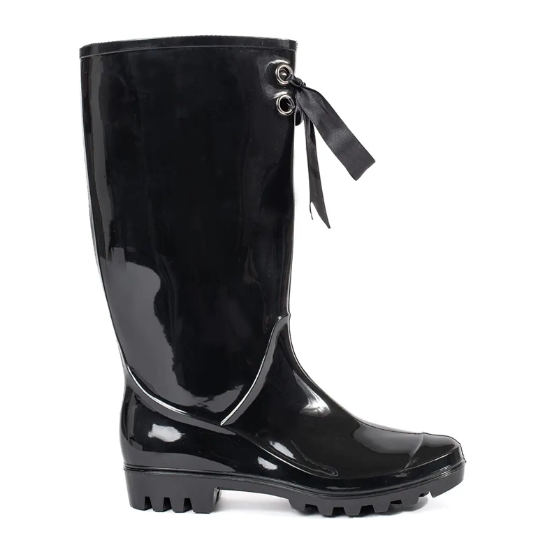 Goodin Stivali Wellington alti da donna in vernice nera nero