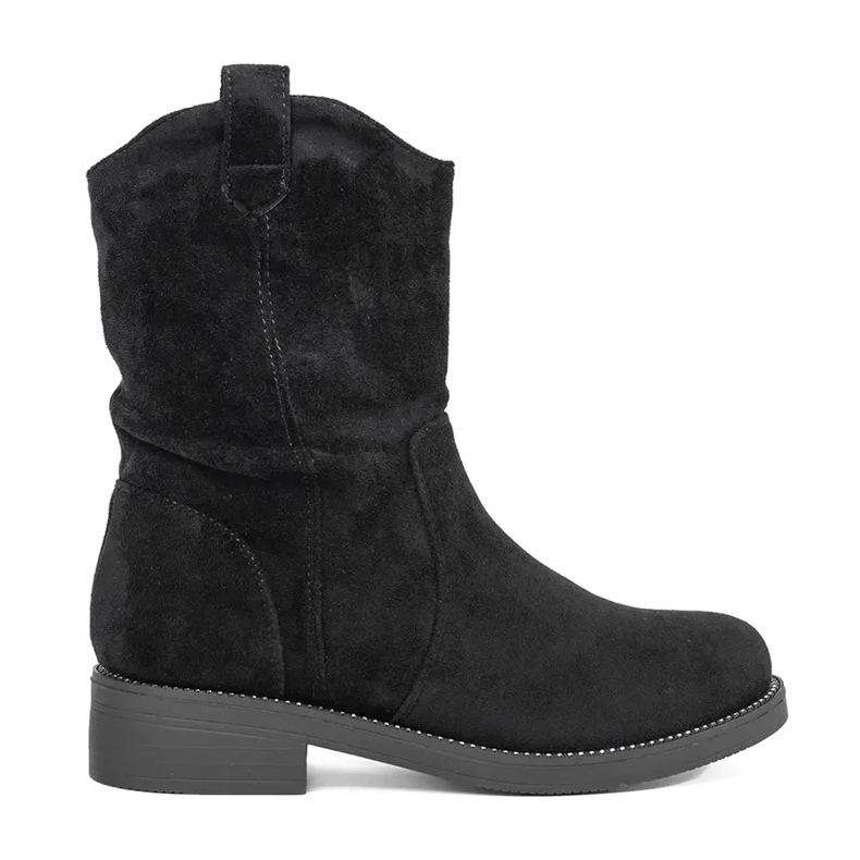 Stivali texani da donna in camoscio nero