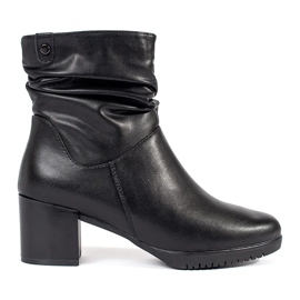 Stivaletti da donna in pelle nera con tomaia arricciata di Sergio Leone nero