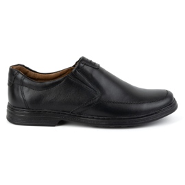 KOMODO Scarpe da uomo realizzate in pelle naturale slip-on 854K, nere nero