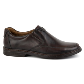 KOMODO Scarpe da uomo realizzate in pelle naturale slip-on 854K, colore testa di moro marrone