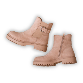 Stivaletti Chelsea isolanti con cerniera e fibbia, Beige Kikiella