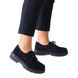 Scarpe casual stringate nere realizzate in eco-suede di Eduardana nero