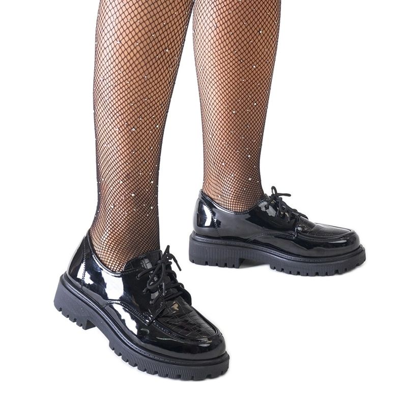 Scarpe casual nere stringate in vernice di Eduardana nero