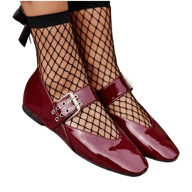Ideal Shoes Ballerine in vernice con cintura, bordeaux rosso