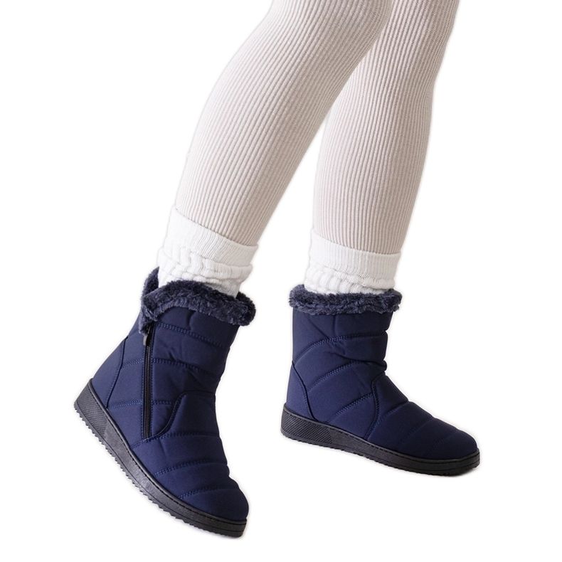Doposci blu navy decorati con pelliccia Khit