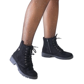 Stivaletti da lavoro in eco-suede nero su plateau Madana