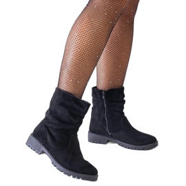Stivaletti neri stropicciati realizzati in eco-suede Hinda nero