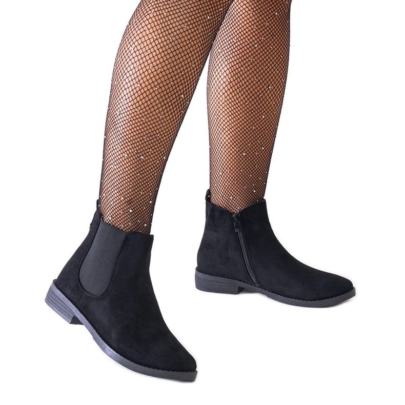 Stivaletti classici neri con inserto elastico, maiza in eco-camoscio nero