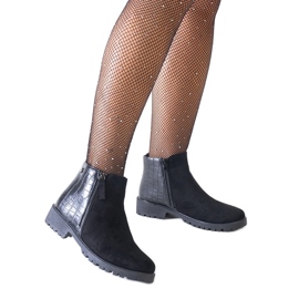 Stivaletti neri con motivo in pelle di coccodrillo, eco-suede Mifsada nero