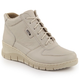 Comodi stivaletti da donna in pelle con zeppa ekri Helios 543 beige